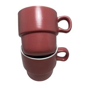 2 Baum 14oz Stacked Mugs Watermelon Red Color Tea Coffee Drink Cup  Mugs